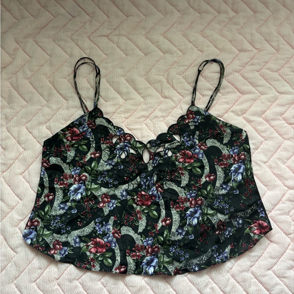 Victoria's Secret Gold Label Black Floral Top